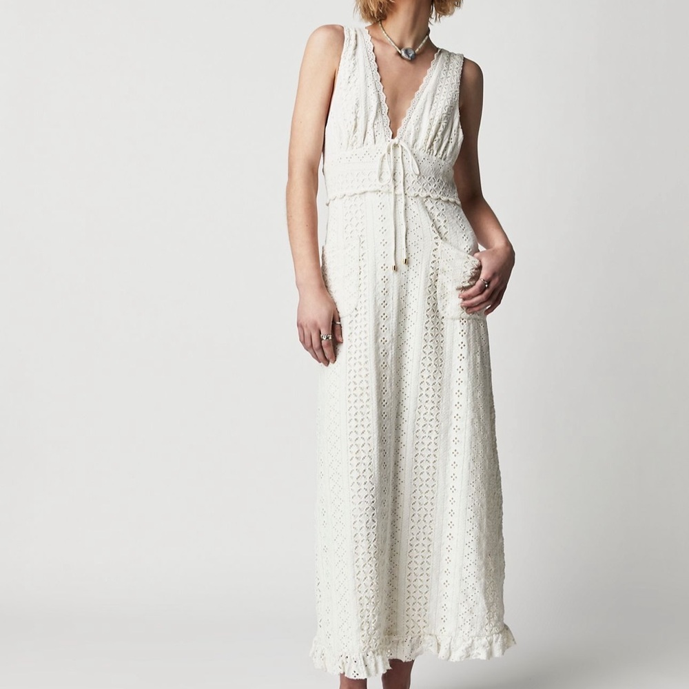 (NWT) Free People Running Through My Mind Maxi Dress - Ivory, XS
